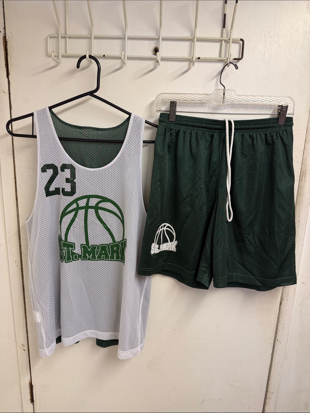 St. Mary Mesh Basketball Jersey & Shorts - White/Green